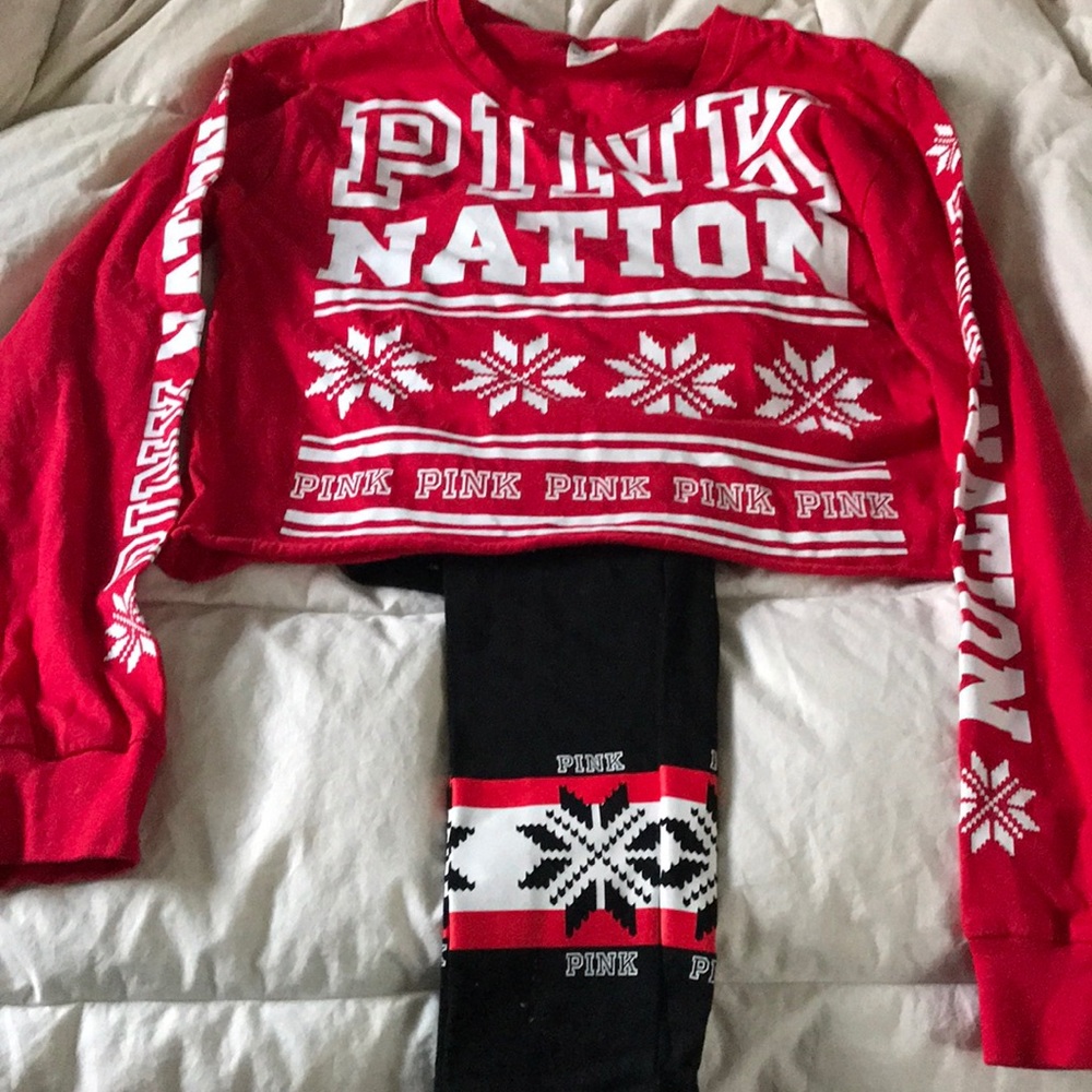 Pink loungewear yoga pants & crop top
